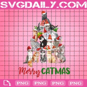 Christmas Tree With Santa Hat Cats Png