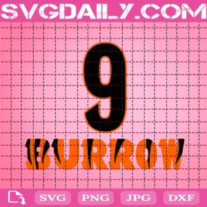 Cincinnati Bengals Joe Burrow Number 9 Svg