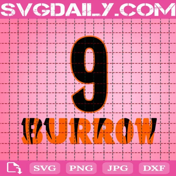 Cincinnati Bengals Joe Burrow Number 9 Svg