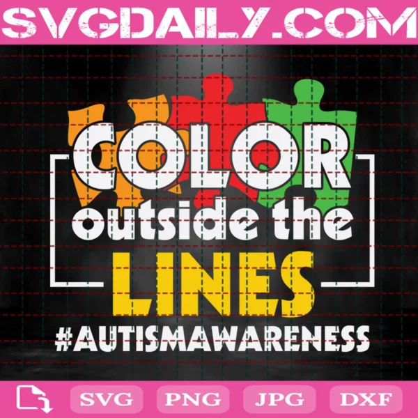 Color Outside The Lines Autism Awareness Svg