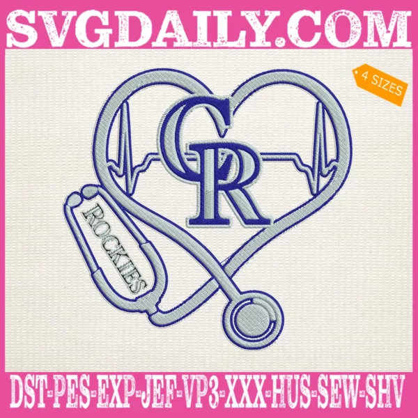 Colorado Rockies Nurse Stethoscope Embroidery Files