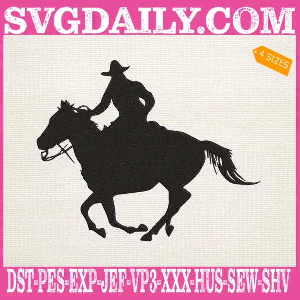 Cowboy Riding Horse Embroidery Files