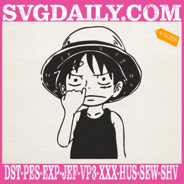 Cute Face Luffy Embroidery Design
