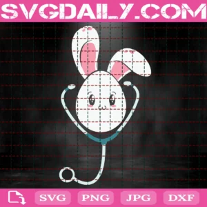 Cute Nurse Bunny Stethoscope Easter Svg