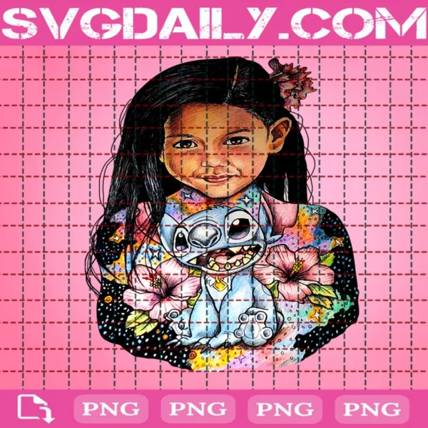 Cute Stitch Png, Stitch With Flower Png