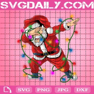 Dabbing Santa Christmas Lights Svg