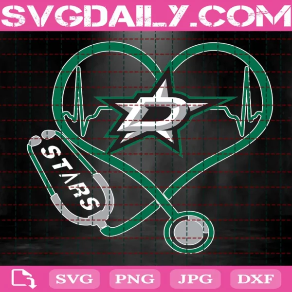Dallas Stars Heart Stethoscope Svg