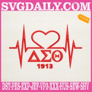 Delta Sigma Theta 1913 Heart Beat Embroidery Files