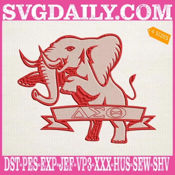 Delta Sigma Theta Elephant Embroidery Files