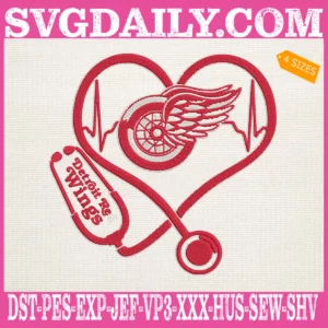 Detroit Red Wings Heart Stethoscope Embroidery Files