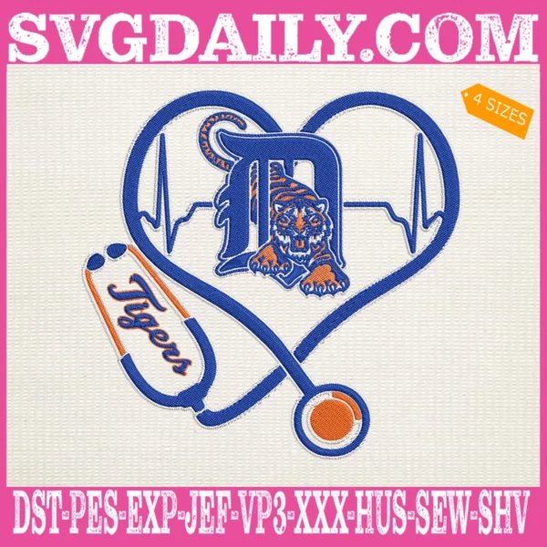 Detroit Tigers Nurse Stethoscope Embroidery Files