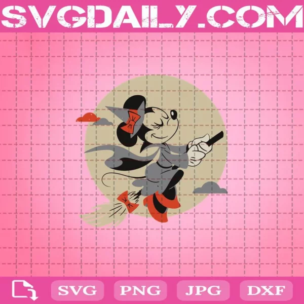 Disney Minnie Mouse Flying Witch Svg