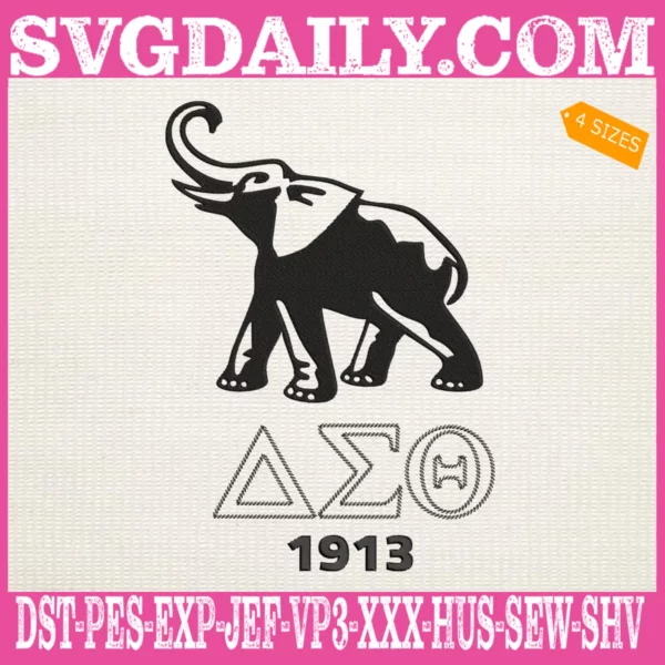 Elephant Delta Sigma Theta Embroidery Files