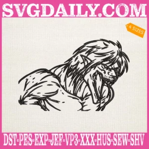 Eren Titan Angry Outline Embroidery Design