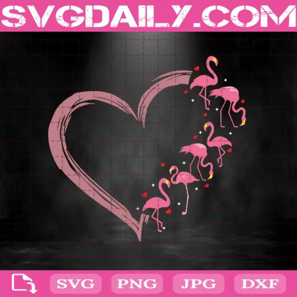 Flamingo Pink Heart Love Svg