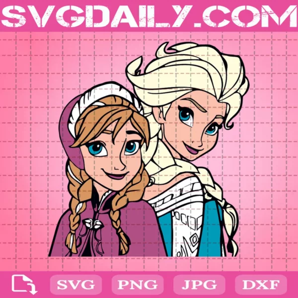 Frozen Princess Anna And Elsa Svg
