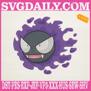 Gastly Pokemon Embroidery Design