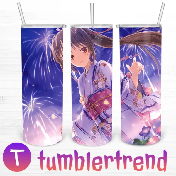 Girl In Kimono With Firework 20oz Skinny Tumbler