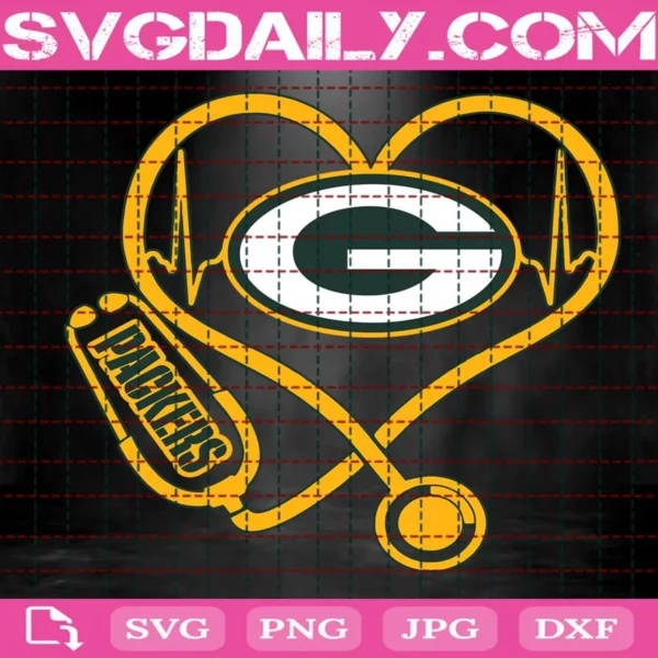 Green Bay Packers Heart Stethoscope Svg