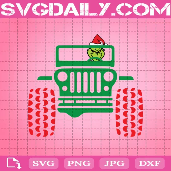 Grinch Chirstmas Santa Hat Drive Jeep Car Svg