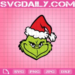 Grinch Face Santa Hat Svg