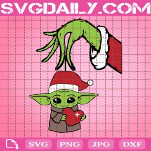 Grinch Hand Holding Baby Yoda Svg