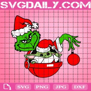 Grinch Holding Baby Yoda Christmas Svg