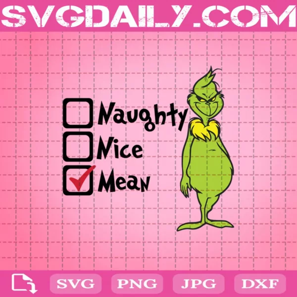 Grinch Naughty Nice Meaw Svg