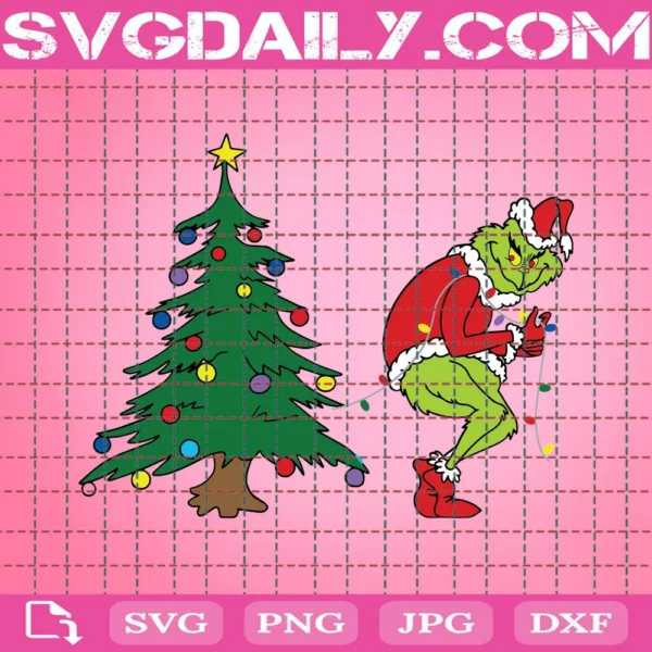 Grinch Stealing Christmas Tree Svg