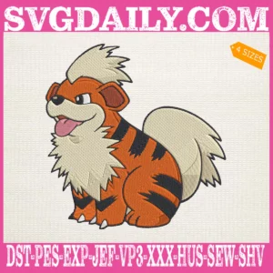 Growlithe Pokemon Embroidery Design