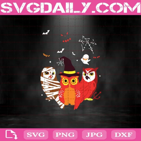 Halloween Ghost Witch Owl Black Cat Svg