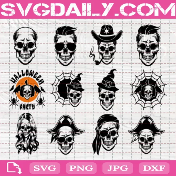 Halloween Skull Face Svg Bundle Free