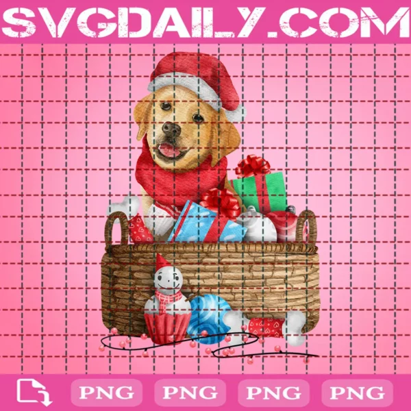 Happy Dog With Christmas Gifts Png