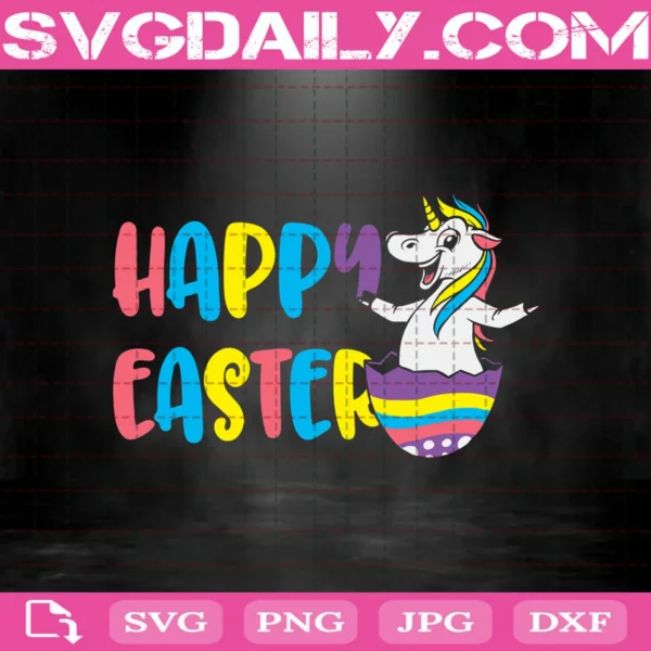 Happy Easter With Unicorn Svg
