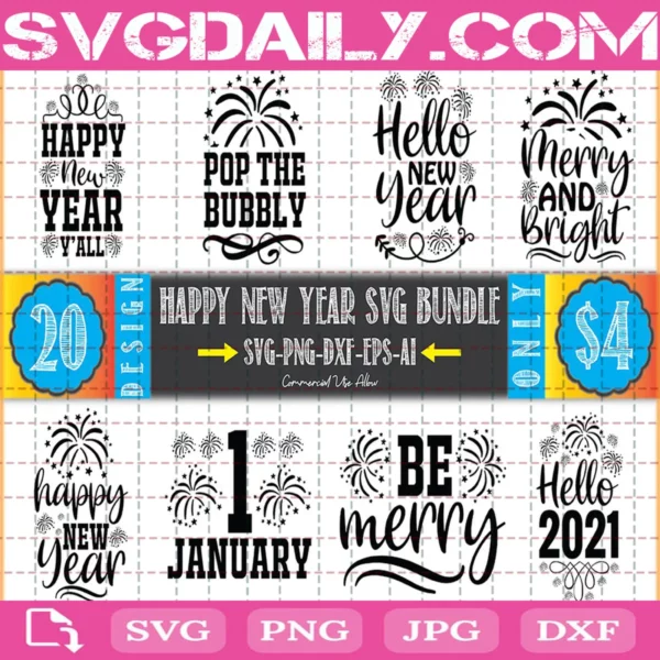 Happy New Year Quotes Bundle Svg Free