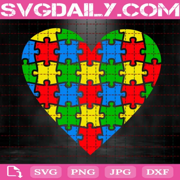 Heart Puzzle Autism Svg