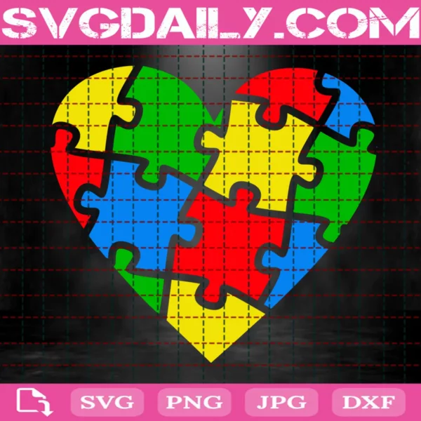 Heart Puzzle Autism Svg