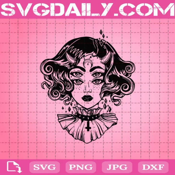 Horned Devil Girl Svg