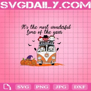 Horror Movies Characters Chibi Hippie Car It'S The Most Wonderful Time Of The Year Halloween Svg