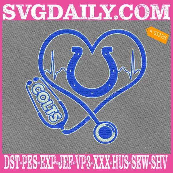 Indianapolis Colts Heart Stethoscope Embroidery Files