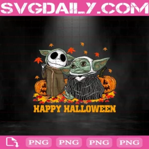 Jack Skellington And Baby Yoda Happy Halloween Png