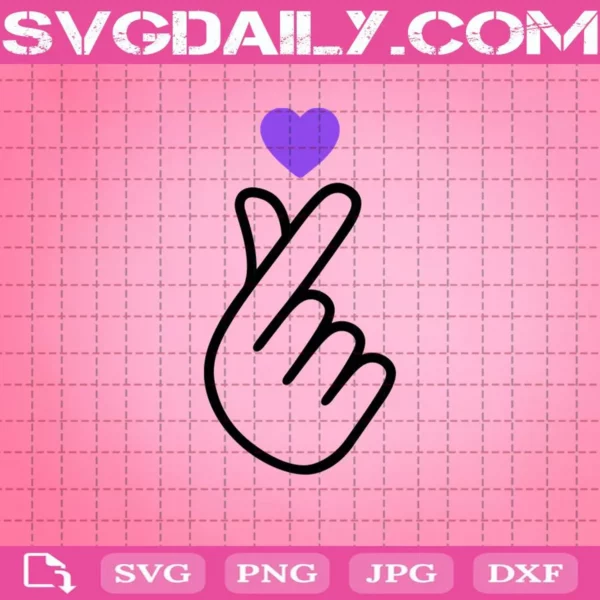 K-Pop Korean Purple Heart Fingers Svg
