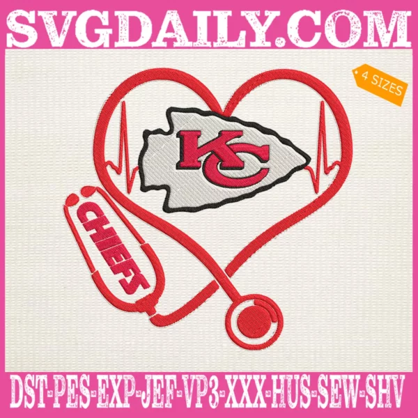 Kansas City Chiefs Heart Stethoscope Embroidery Files