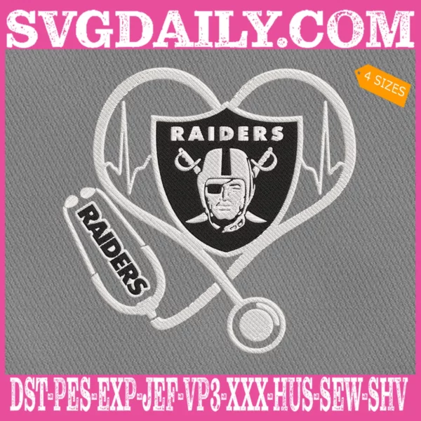 Las Vegas Raiders Heart Stethoscope Embroidery Files