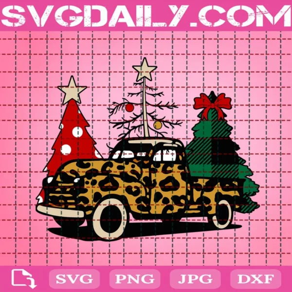 Leopard Christmas Car Svg