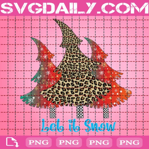 Let It Snow Png, Leopard Print Christmas Tree Png