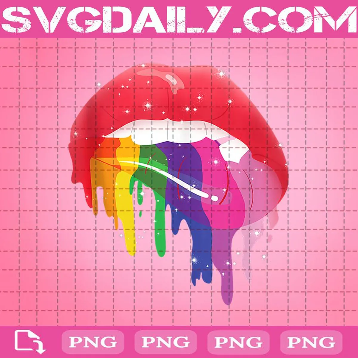 LGBT Rainbow Dripping Lips Png