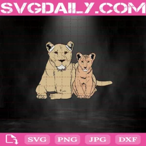 Lioness And Cub Svg