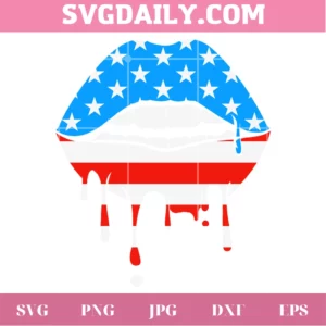 Lips American Flag Svg Invert