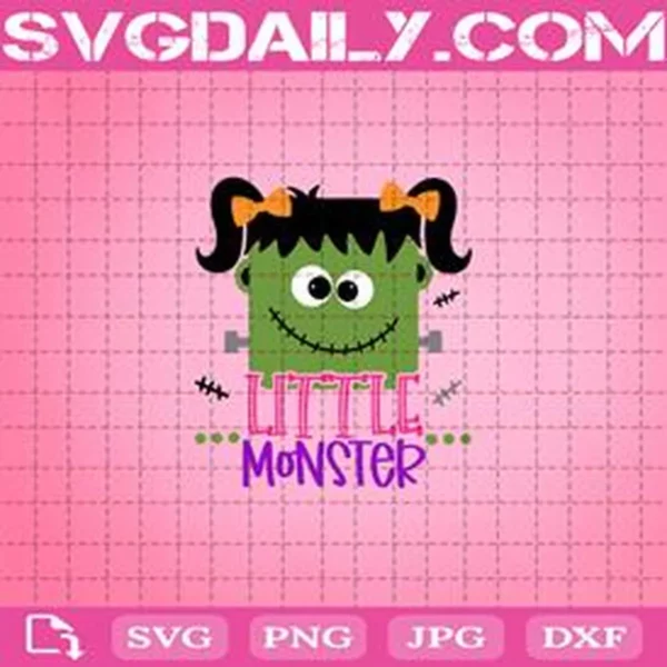 Little Monster Girl With Bows Svg